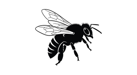 Fototapeta premium Bee illustration black and white silhouette high quality