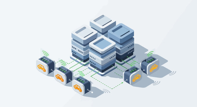 Cloud storage data center illustration.
