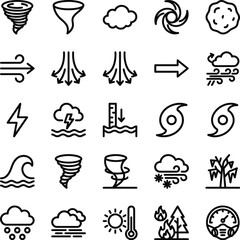 Fototapeta premium weather icons set line art style on white background