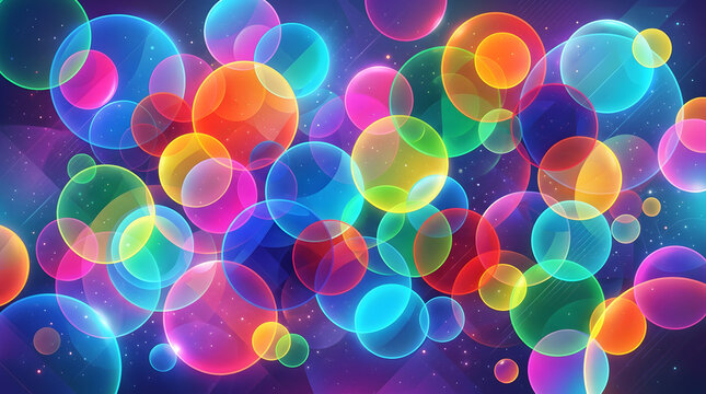 Colorful overlapping circle pattern creating modern abstract geometric vibrant background design