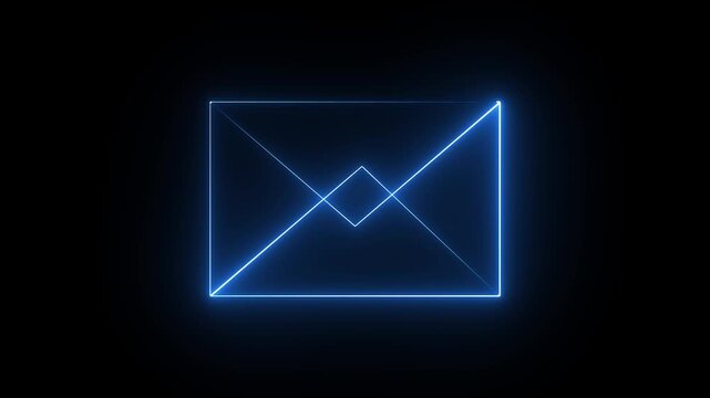 Digital Email Icon with Binary Code Background and Data Streams