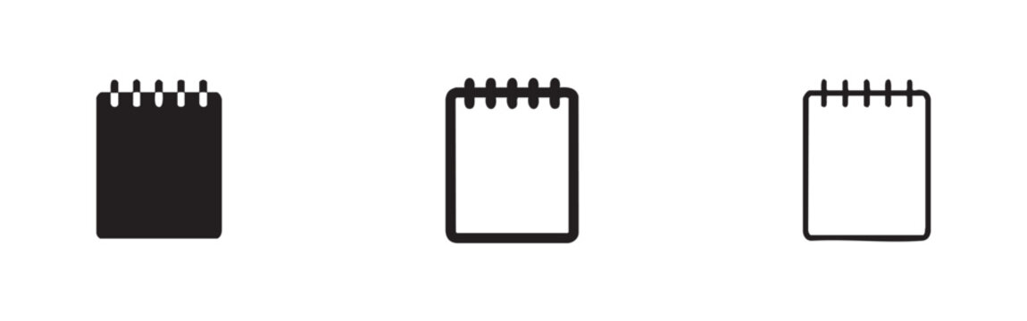 Spiral Notepad Icon - Memo, Note Pad, Office Supply Symbols