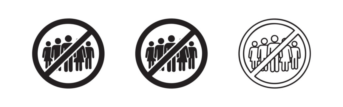 No crowd icon set indicating social distancing or restricted gatherings