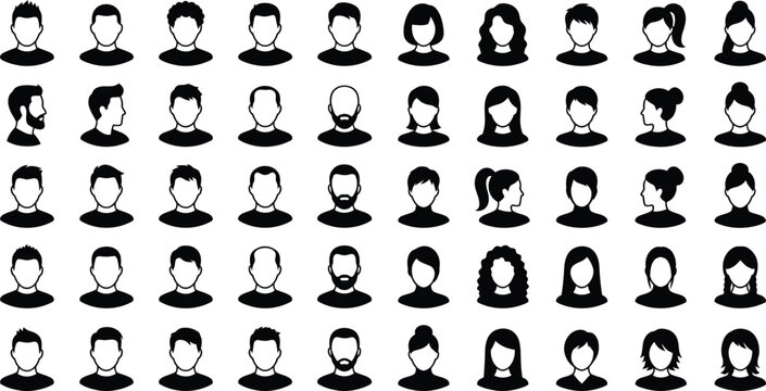 Minimal avatar icon silhouette set for modern digital interface