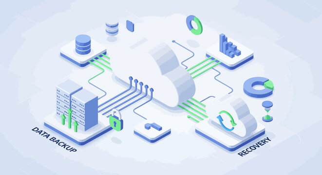 Data backup and recovery concept illustration.