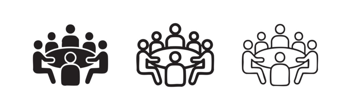 Business Meeting Roundtable Conference Group People Icon Set