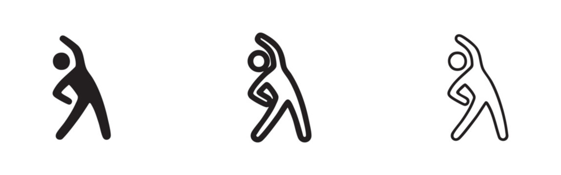 Person Exercising Side Stretch Yoga Icon Set Fitness Concept