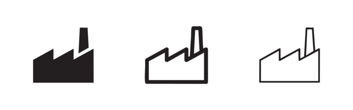 Industrial Factory Building Manufacturing Plant Icon Set