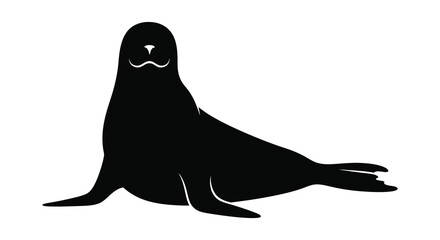Seal silhouette black animal shape on white background © bridal creation