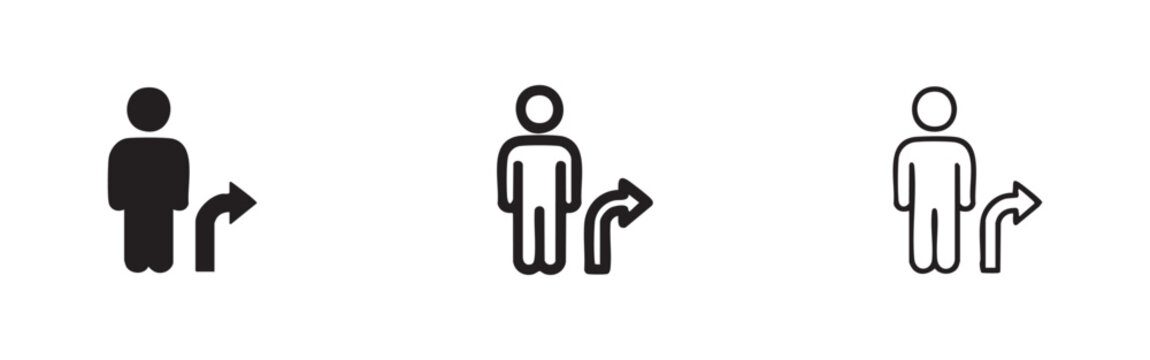 Human Figure with Directional Arrow for Redirection and Referral Icons