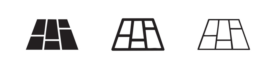 Fototapeta premium Perspective Floor Tiling Grid Pattern Icon Set