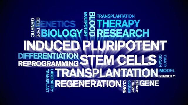 induced Pluripotent Stem Cells animated word cloud-text design animation tag kinetic typography seamless loop.