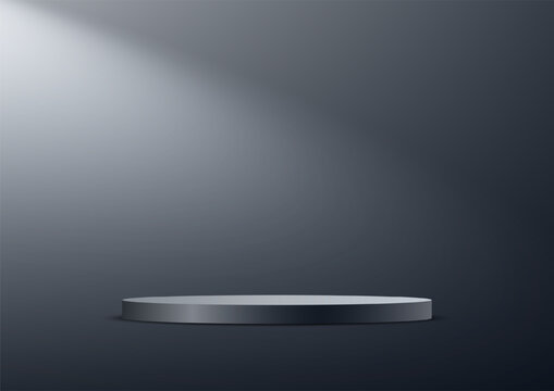 Black and gary background vector 3d with podium Space for selling products on the website. Abstract wallpaper design with copy space to display your products. Vector illustration.