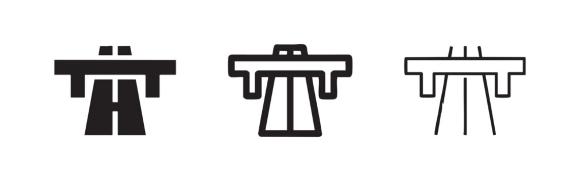 Highway overpass icon set. Road, bridge, and transportation infrastructure symbol.
