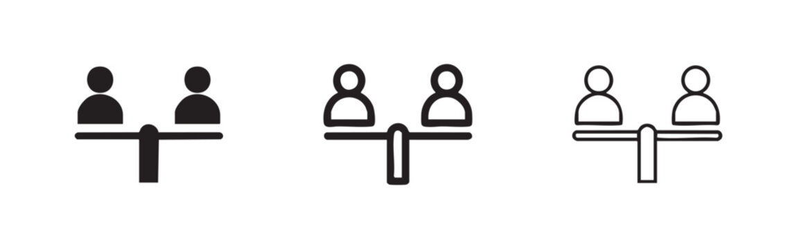 People balance icon set. Equality, fairness, justice, and equilibrium concept.