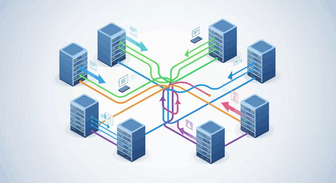 Network infrastructure with server connections.