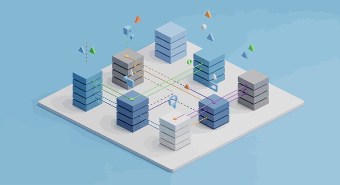 servers and data storage illustration.