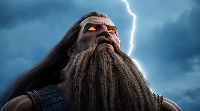 Epic Viking God Thor Thunderstorm Lightning Warrior King Character