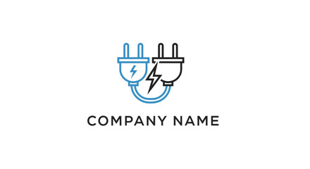 Fototapeta premium Electric plug logo with lightning bolt symbol.