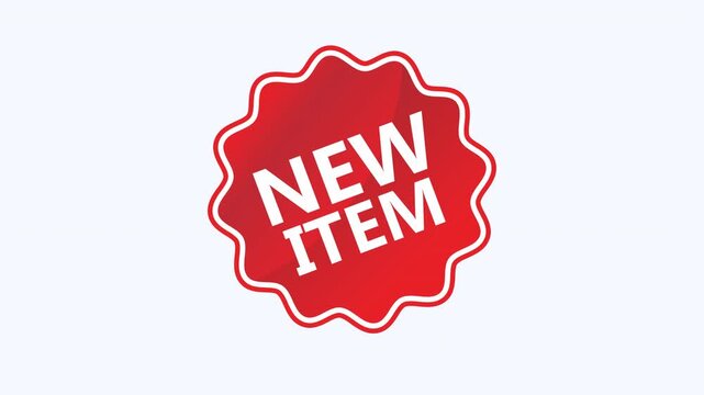 Red starburst with new item text. Suitable for marking newly added products in retail and creating a sense of excitement.