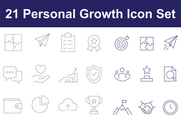 Fototapeta premium Personal Growth related icon collections. Containing Personal, Growth, Success, Development, Improvement, Goal, Achievement, Motivation, Progress, and Self-Improvement icons. Editable Stroke