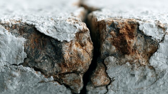 Close-up of weathered rock fissure revealing texture and natural decay