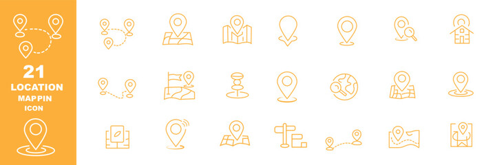 Navigation thin line icon set. Determining geographic location, route planning, and spatial orientation. Geolocation, pinpoint, map, road, compass, check point, GPS - stock vector. © HIKE  Studio  1