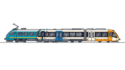 modern electric passenger train blue white orange sleek design side view © Yeni Sandi