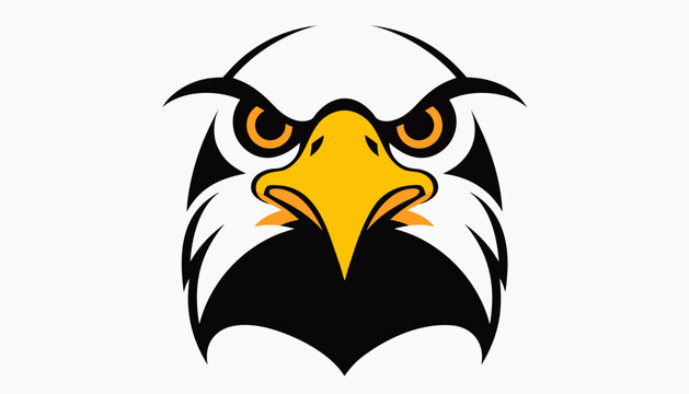 Eagle head, angry bird face, vector icon, white background