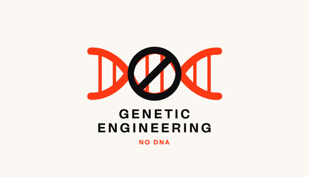 Genetic engineering logo, DNA symbol, biotechnology icon, vector graphics