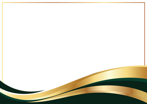 luxury abstract certificate template with gold and green line on the bottom and white background