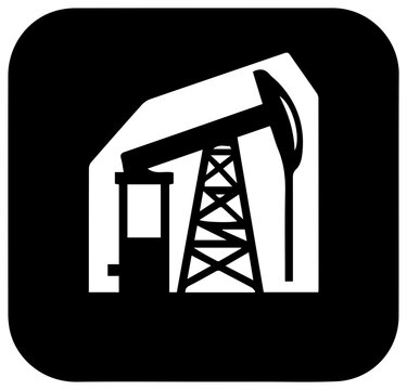 Solid black filled icon of enhanced oil recovery eor pumpjack or nodding donkey in white background energy and industry concept