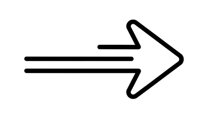 black arrow symbol with three straight lines pointing right on white background simple design © Yeni Yaya