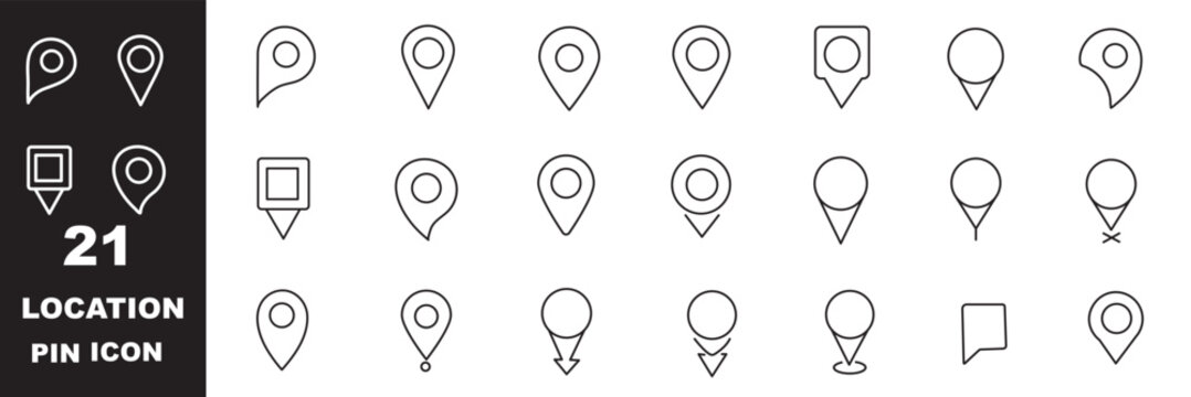 Location icon set, Map pin place marker. location pointer icon symbol in flat style. Red Location pin icon, Navigation sign