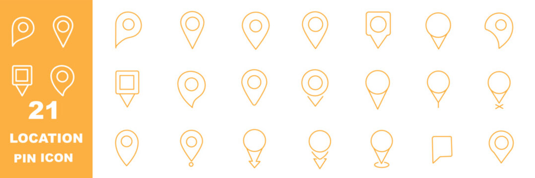 Location icon set, Map pin place marker. location pointer icon symbol in flat style. Red Location pin icon, Navigation sign