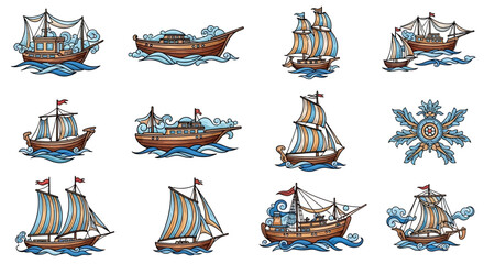 Vintage Sailing Ships on the Ocean. © rohit