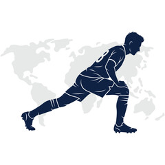 Obraz premium Silhouette of a soccer player stretching isolated on white background