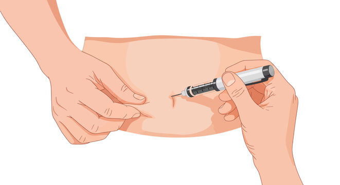 Diabetic patient performing self injection on the belly
