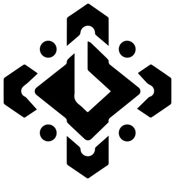 Solid black filled icon of lambda architecture hybrid symbol geometric shape abstract design element technology concept on white background modern style