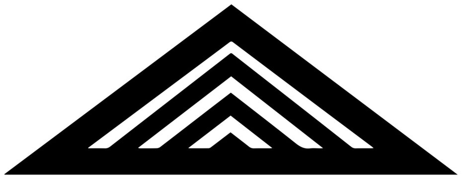 Solid black filled icon of gable triangular roof end geometric shape architectural symbol graphic resource