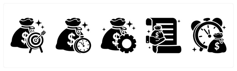 Fototapeta premium A set of 5 mix icons as fund hunting, term loan, financial management