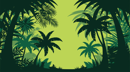 Obraz premium A beautiful tropical island beach landscape with palm tree silhouettes against a sunset ocean sky vector illustration for your summer vacation paradise design