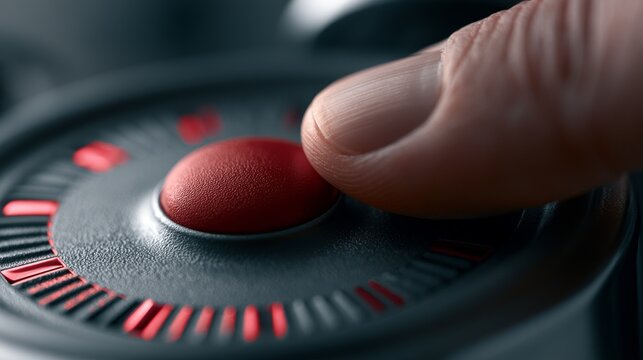 Intricate macro shot of hand controlling advanced professional device dial