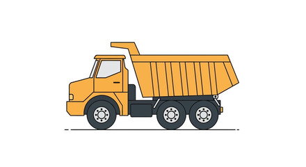 Fototapeta premium Flat Vector Illustration of a Yellow Dump Truck