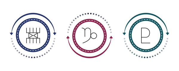outline zodiac icons set - lifes challenges, capricorn, pluto. editable vector for web and mobile ui © IconArt