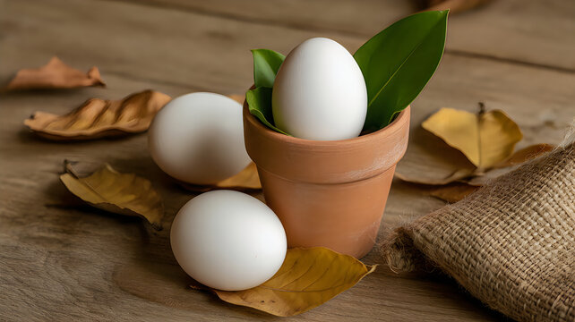 Ostrich eggs in a nest with green grass