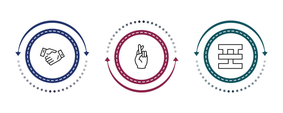 outline zodiac icons set - commitment, good luck, standard of quality. editable vector for web and mobile ui