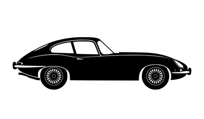 Naklejka premium Classic Vintage Sports Car Silhouette Vector Icon Illustration