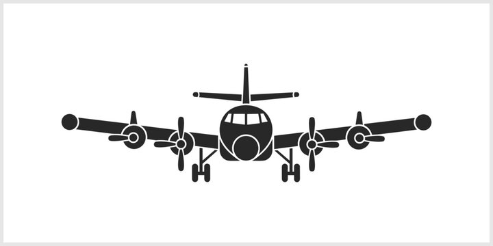 Vintage Four-Engine Propeller Airplane Silhouette