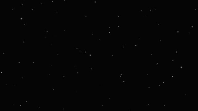 A scattering of small, bright white particles against a deep black background, creating a starry or dusty effect.Dust particles floating animation, fine white dust specks drifting slowly on black back